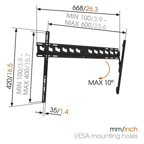 Vogels | Wall mount | MA4010-A1 | Tilt | 40-65 "" | Maximum weight (capacity) 60 kg | Black - 4